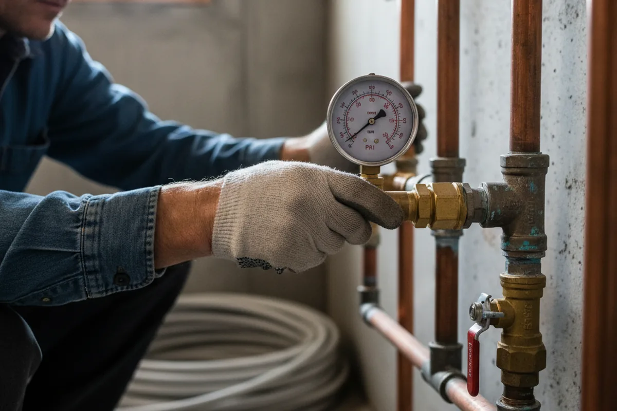 Pressure testing a repaired line during Water Line Repair in Showell